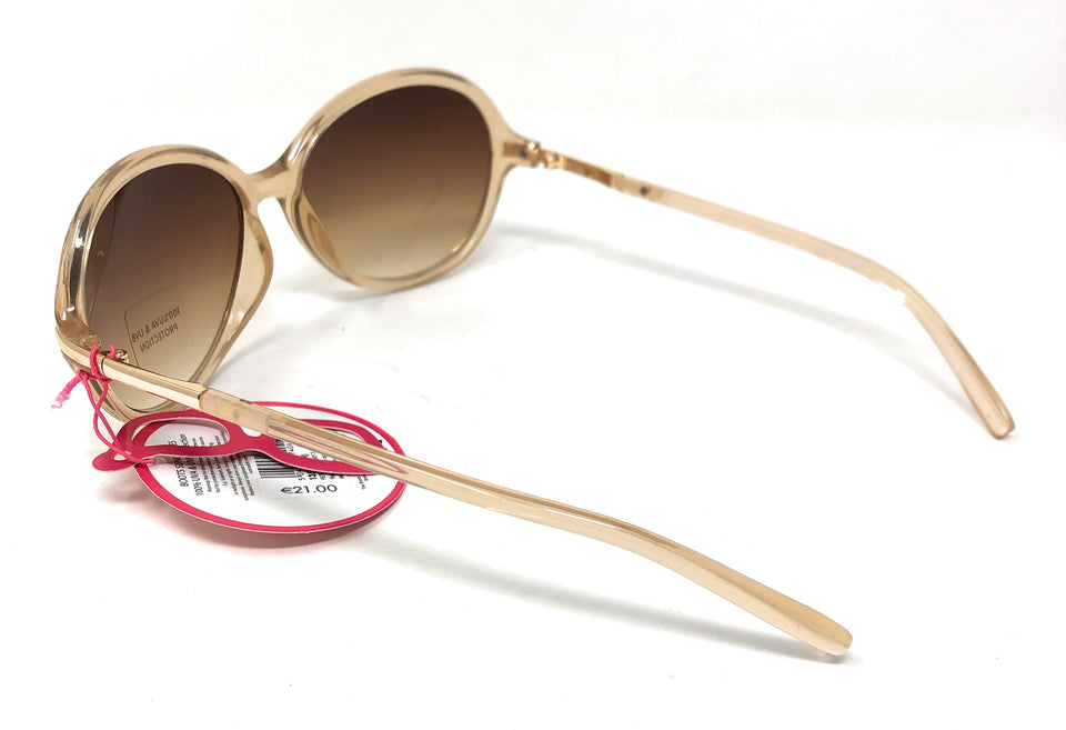 Brown Lens Sunglasses with Translucent Gold Frame by Boots