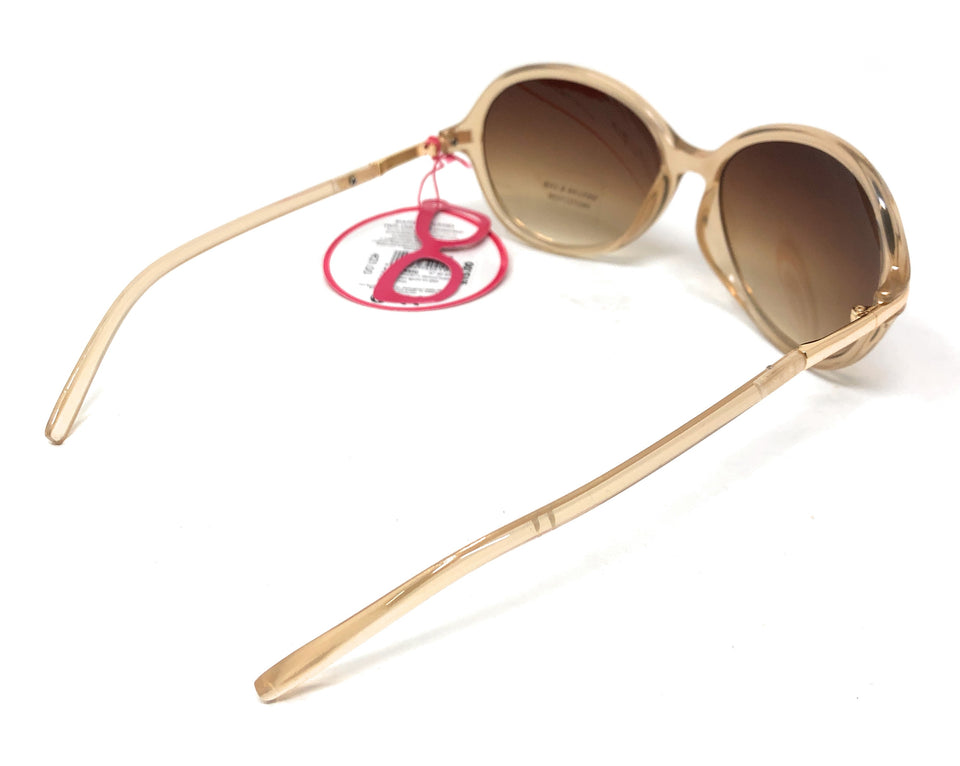 Stylish Translucent Gold Frame Sunglasses with Brown Lenses
