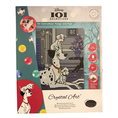 Disney 101 Dalmatians Crystal Art Kit featuring Pongo and pups, framed 50cm x 40cm.